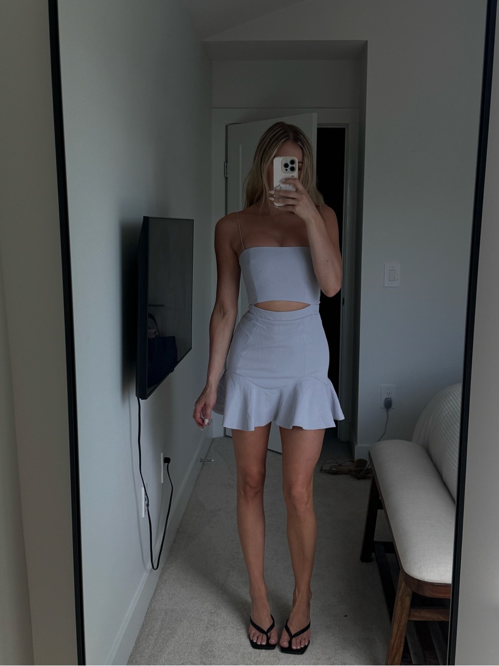 White Fox Lilac Cutout Mini Dress